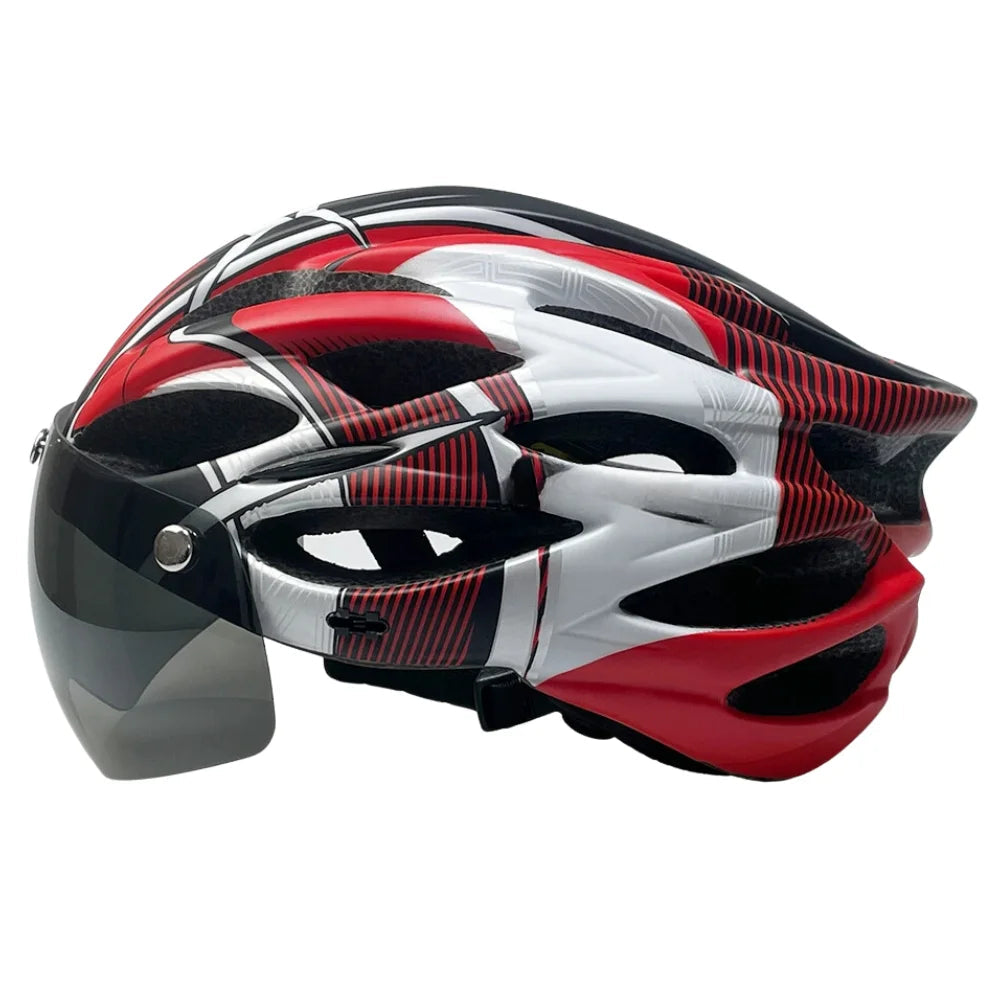 CycloGuard™ Bike Helmet – Lightweight, LED Safety & Visor Shield –