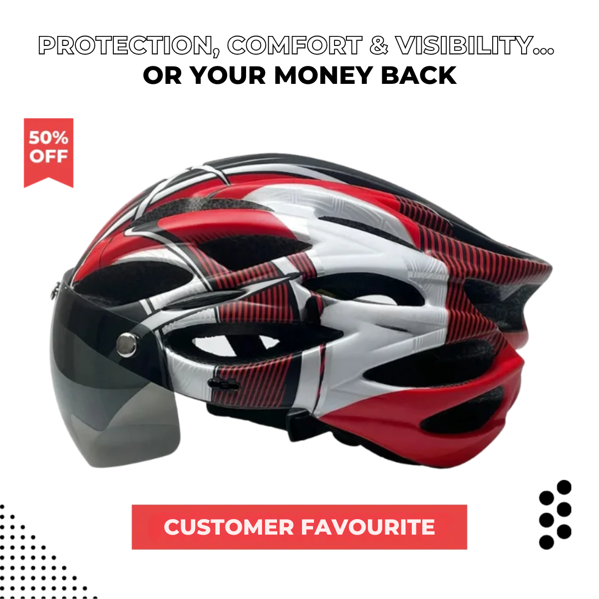CycloGuard™ Bike Helmet – Lightweight, LED Safety & Visor Shield –
